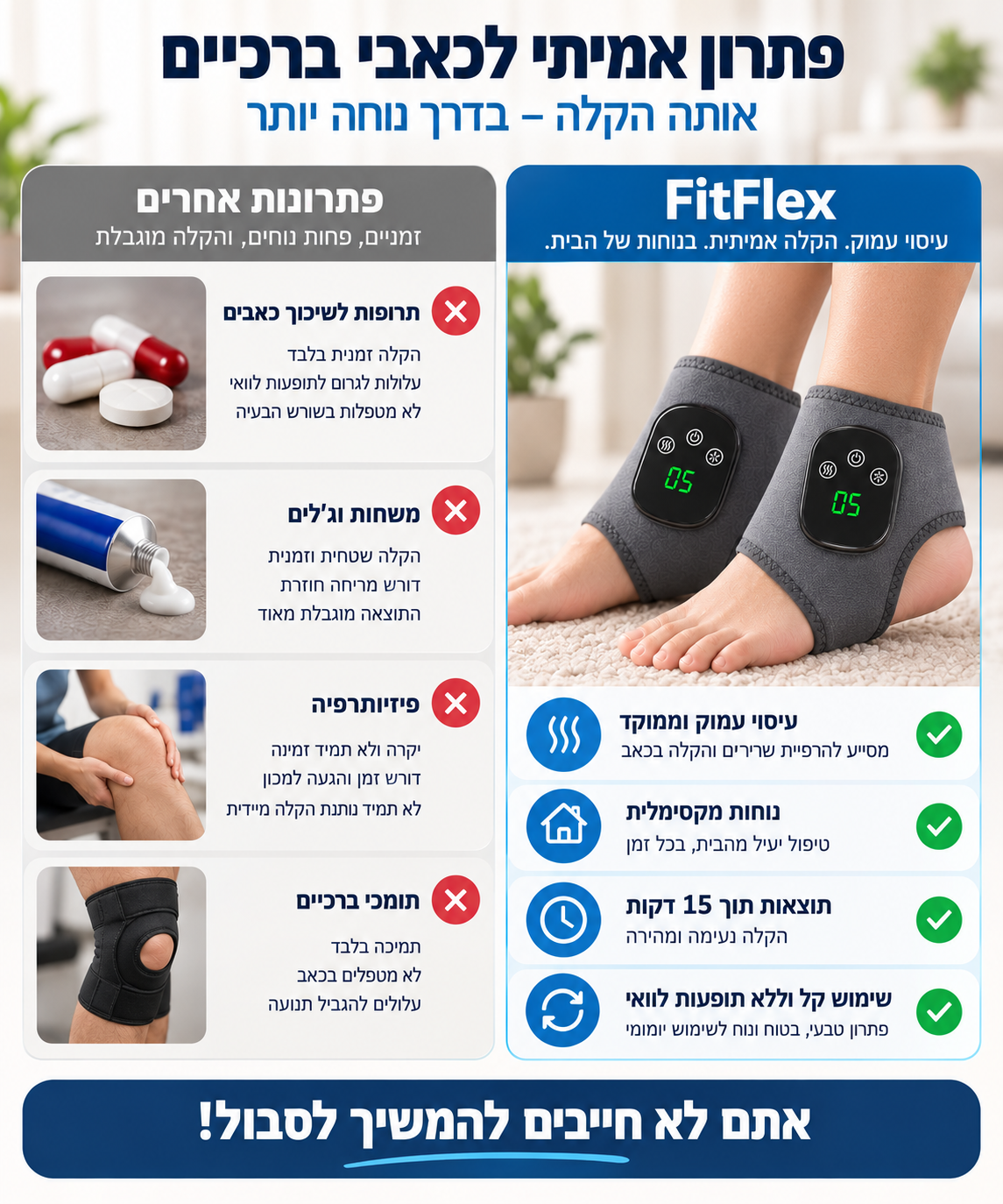 OrthoPulse™ – רצועת חימום ורטט לקרסול