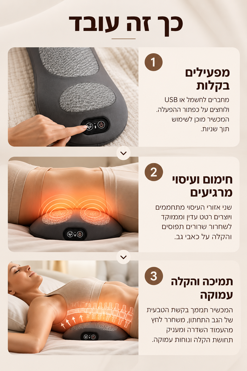 Spinely™ – כרית עיסוי עמוק להקלה על כאבי גב תחתון