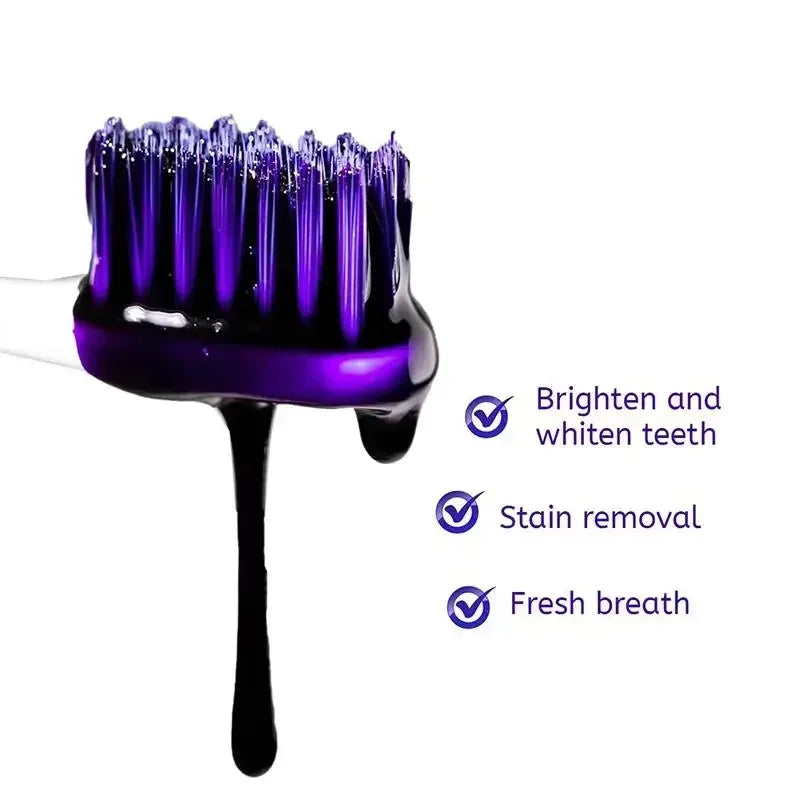 SMILEKIT V34 Purple Whitening Toothpaste Remove Smoke Stain Remove Stains Reduce Yellowing Care for Teeth Gums Fresh Breath