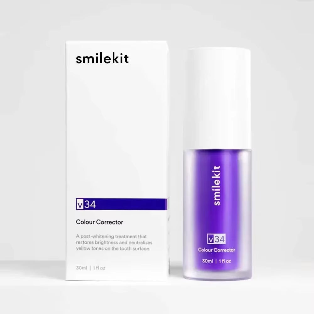 SMILEKIT V34 Purple Whitening Toothpaste Remove Smoke Stain Remove Stains Reduce Yellowing Care for Teeth Gums Fresh Breath